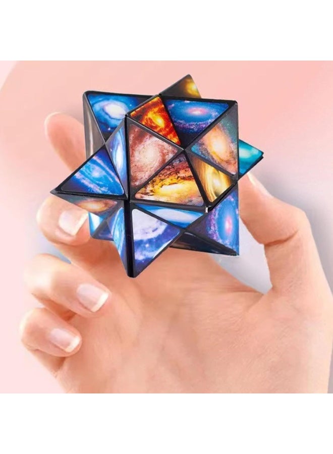 اسرلي وايت مكعب ستار سكاي السحري - مكعب أحجية ثلاثي الأبعاد - لعبة مكعب سحري لتخفيف التوتر 2 في 1 للأطفال والكبار - Image 5